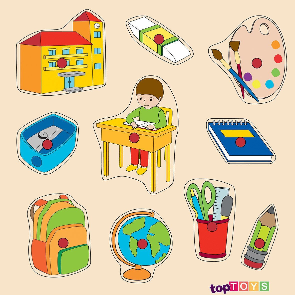 Toptoys Okulumuz Ahşap Puzzle