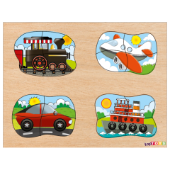 4'Ü 1 ARADA TAŞITLAR AHŞAP PUZZLE