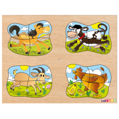 4'Ü 1 ARADA ÇİFTLİK HAYVANLARI AHŞAP PUZZLE