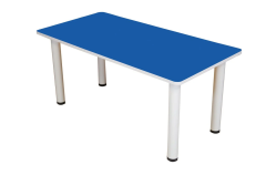 60x120 cm Metal Ayaklı Ahşap Dikdörtgen Anaokul Masası - Sınıf Öğrenci Masası MAVİ